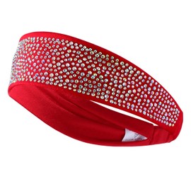 Natalie Mills Red AB Elastic Headbands for Ladies with Austrian Crystal! Top Trending Hair Accessories. Rhinestone Headbands! Activewear & Yoga Crystal headbands! Activewear & Yoga Headband