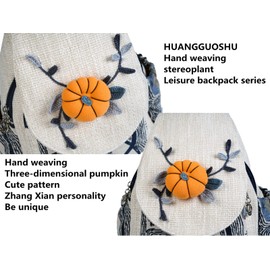 HUANGGUOSHU Boho and Hippie Small Canvas Backpack Purse for Women - Convertible Sling Bag, Embroidered and Woven Tapestry, Blue, middle-sized, Duffel Backpacks