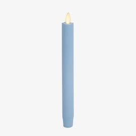 Luminara Flameless Candle Taper (1" x 9.5") Melted Top Real Wax Unscented Remote Ready Timer (Airy Blue)