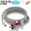 daycarnation 12 FT 0-30PSI High Pressure Propane Regulator Hose & Gauge, 1/8 MNPT Pipe Fit