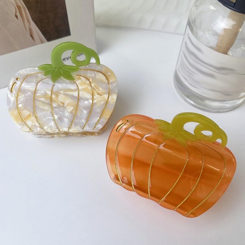 Pumpkin Hair Clips,Cellulose Acetate Hair Clips,Small Claw Clips for Girl,Hair