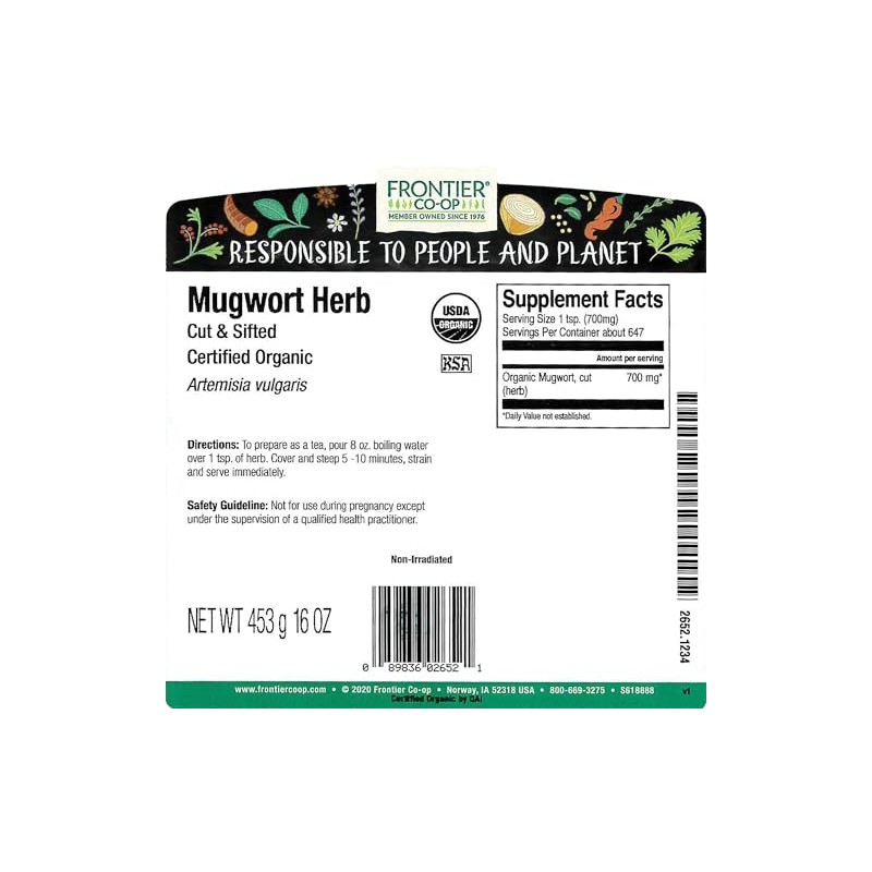 Frontier Bulk Mugwort Herb, Cut & Sifted, CERTIFIED ORGANIC, 1
