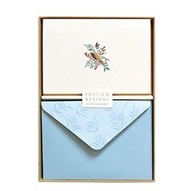 Portico Designs - Tropical Birds Set of 10 Blank Notecards with Gold foil detail - GTNC1806