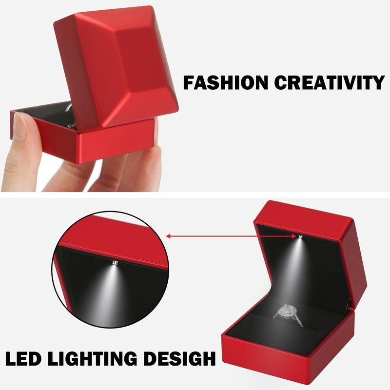 LED Ring Earring Box for Proposal, Wedding, Engagement， Luxury Jewelry