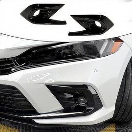 Front Fog Light Cover Trim Compatible with 2024 2023 2022 Honda Civic 11th Gen Foglight Lamp Bumper Frame Trim Car Accessories 2PC/Set Gloss Black