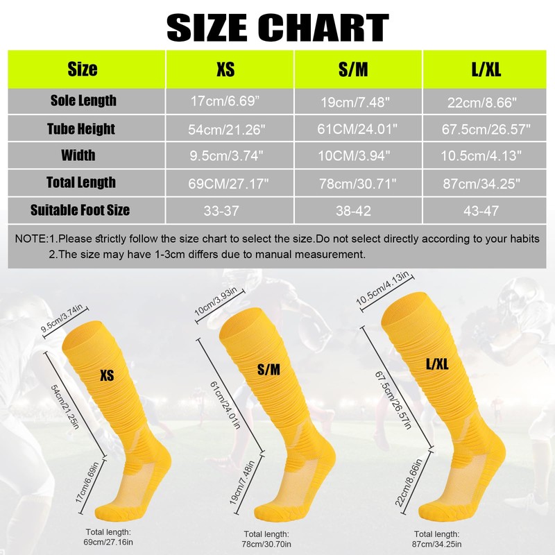 Valcatch Scrunch Football Socks for Men & Women Extra Long
