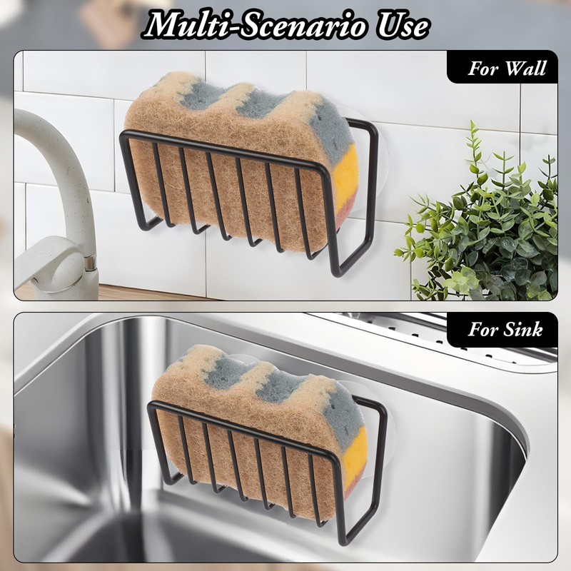 Bomiclss Sponge Holder for Kitchen Sink with 2 Suction Cups,