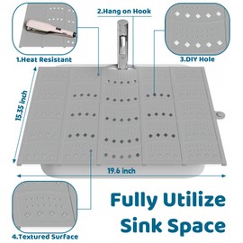 Johamoo Johamoo Bathroom Sink Cover for Counter Space, Sink Mat Foldable Sink Cover, Silicone Makeup Organizer Mat Space Saver, Small Bathroom & Rv Camper Travel Must Haves Accessories, Grey