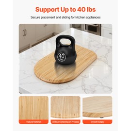 VEVOR Mixer Slider Mat for Tilt Head Kitchen Aid 4.5-5 Qt Stand Mixer, kitchenaid Mixer Slider with PTFE Feet, Kitchen Countertop Storage Accessories Moving Tray attachments (Natural Wood)