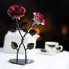 Hand-Forged Wrought Iron Double Red Metal Rose with Twist -