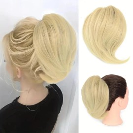 Realistic Texture Hair Bun Scrunchie for Women Elegant Chignon Style with Elastic Band Essential Daily Wear Synthetic Hairpiececolor: #613