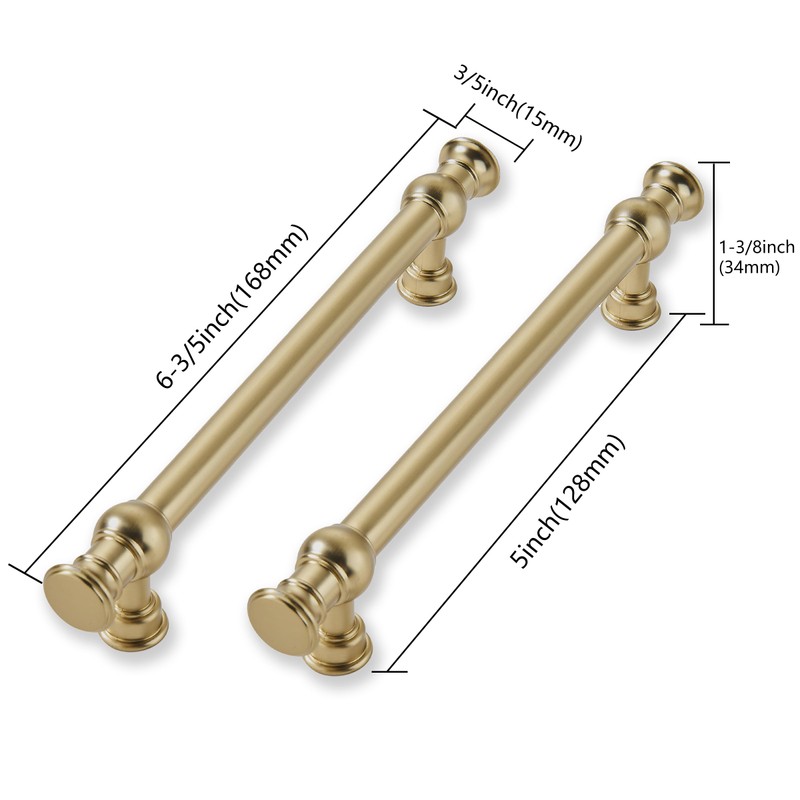 CABDM 2 Pack 5 Inch Hole Center Brushed Brass Cabinet