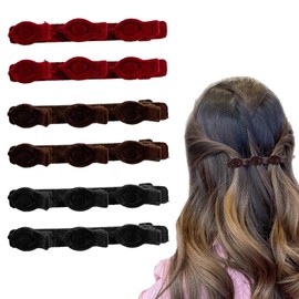 6 PCS Retro Braided Hair Clips for Women,Multi-layer Hollow Braid Clips with Flocking Texture,Nonslip Hair Accessories,for Thick Thin Hair (Red,Black,Coffee)