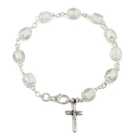 Rosary Bracelet White Capped Beads