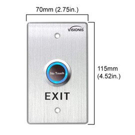 Visionis VIS-7013 Indoor Stainless Steel No Touch Request to Exit Button with Time Delay Standard Size with LED Light NC COM and NO Outputs