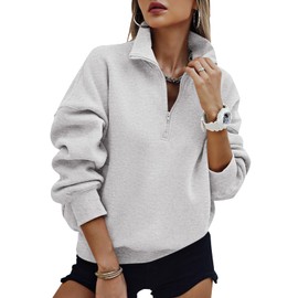 PRETTYGARDEN Womens Half Zip Oversized Sweatshirts Fleece Hoodies 2025 Trendy Long Sleeve Pullover Tops Y2k Fall Outfits (Grey,M)