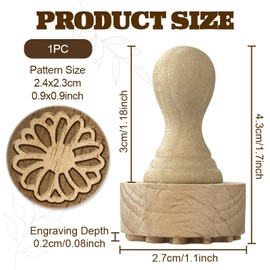 OLYCRAFT Wooden Daisy Stamps 1.1 Inch Round Wooden Clay Stamp Natural Wood Stamp Clay Pottery Stamps Wood Pottery Tools for Card Making DIY Craft Letter Diary and Craft Scrapbooking