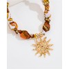 FAUTHENTICUTE Large Gold Sun Pendant Necklace For Women Boho Silk
