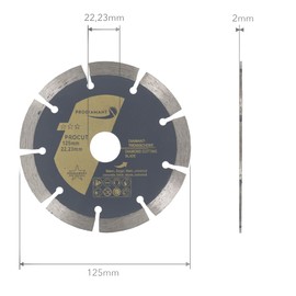 PRODIAMANT set of 2 universal diamond cutting disc 125mm 5 inch x 22.2 mm concrete, stone, brick 5 inch diamond disc 10mm segment