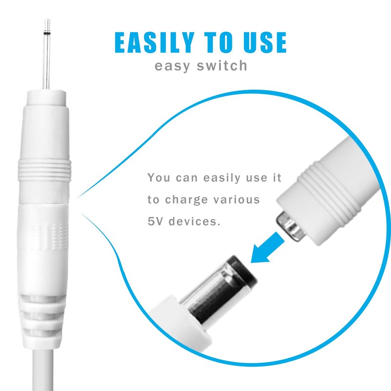 USB to DC 5V Power Cord, Universal DC 5.5x2.1mm Charging