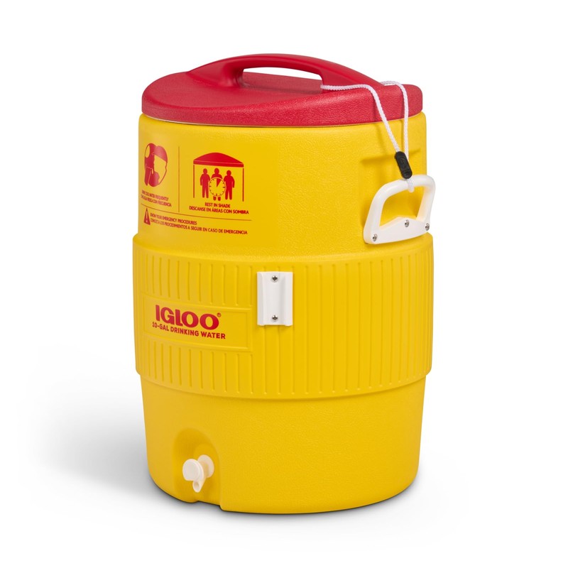 Igloo 10 Gallon Industrial Beverage Cooler, Yellow/Red/White