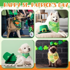 Kacctyen 100 Pcs St. Patrick's Day Dog Pet Bandanas Bulk Dog Scarf Puppy Bibs Seasonal Pet Accessaries Adjustable Dog Cat Outfit Cute Washable Triangle Kerchief for Small to Medium Pet