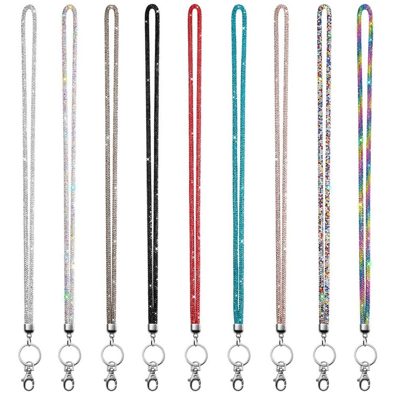 Soleebee Card Holder Lanyard Bling Rhinestone Lanyard with Key Ring