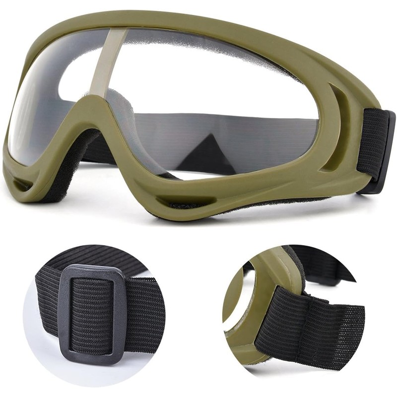 Fansport Airsoft Mask and Goggles Set, Tactical Half Face Mesh