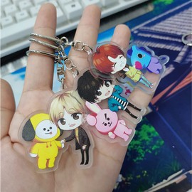 Doyomtoy 7 Piece Key Ring Set, BTS Key Fob Kpop Key Ring, Cute Handbags Accessories, Team Key Fob Student, Decoration for Backpack/Bag, B1