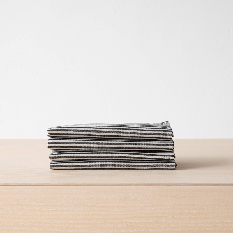 Set of 4 Napkins Black Linen Cotton Jazz