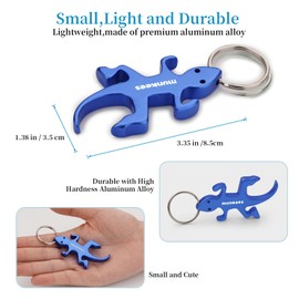 munkees トカゲ 栓抜き キーホルダー 2個パック アルミニウム キー ビールオープナー アウトドア 旅行アクセサリー ブルー