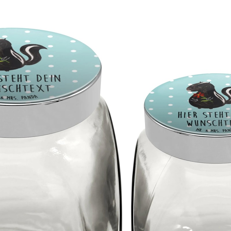Mr. & Mrs. Panda Personalisiertes Bonbonglas Stinktier Blume XL 2000ml