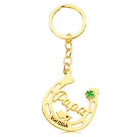 BOOMTOP Gifts for Mum Dad Keyring Lucky Charm Horseshoe Best Dad Best Mum in the World Gifts New Year's Eve Good Luck Christmas Father's Day Mother's Day Birthday Gifts Gold, Dad