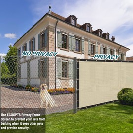 ECOOPTS 4'x118' Privacy Fence Screen Windscreen with Copper Grommets, Fit for Commercial Fence and Residential Garden Outdoor 90% UV Blockage, Cable Zip Ties Included (Beige)