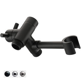 PDPBath Solid Brass Shower Arm 3 Way Shower Diverter Valve for Hand Held Showerhead and Fixed Spray Head, G1/2 Universal Connection - Matte Black