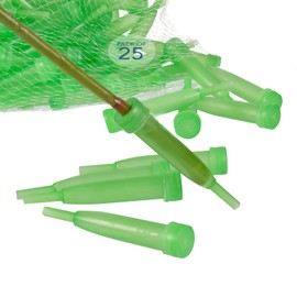 Royal Imports Floral Water Tubes with Caps – 4" Green Plastic Flower Vials for Single Stem Roses, Buds, Bouquets – Extendable Style, 1/2" Opening – 25 Pack
