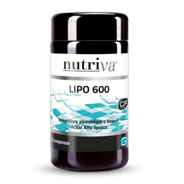 NUTRIVA LIPO 600 Food Supplement with Alpha Lipoic Acid. Has a Strong Antioxidant Action. 30 Tablets. Vegan. C2P® Tech