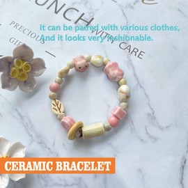 Ceramic bracelet, bohemian style, exquisite and fashionable, more unique and distinctive, stretchable elastic bracelet (1 pink bracelet)