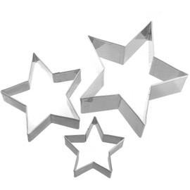Nagao Cookie Cutter, Stainless Steel, Star, Large, Medium, Small, 3 Pieces