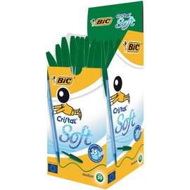 BIC Ballpoint Cristal Soft, 0.4 mm, Box of A 50 pcs, Green