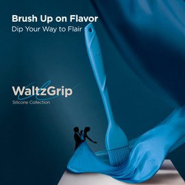 Kitchen Mama WALTZGRIP Platinum Silicone Basting Pastry Brush: Set of 2 Heat-Resistant for Cooking, Baking, Pastries, Grilling, Spreading Oil, Butter, BBQ Sauce, Eggs. Dishwasher-Safe (Blue)