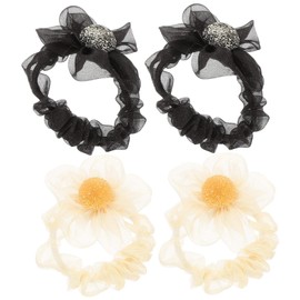 FOMIYES 16pcs Rhinestone Flower Hair Scrunchies for Women Elegant Mesh Hair Ties and Elastic for Parties and Daily Wear Stylish Headdress