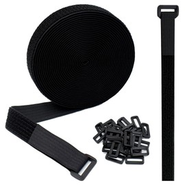 1 Roll Adjustable Velcro Cable Ties with 25 Buttons,Reusable Fastening 5m * 20mm Velcro Roll Wire Management,Cord Organiser,Cable Tidy Straps for Headphones, Phones, Electronics Under Desk