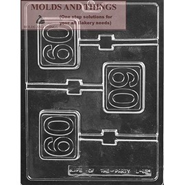 Number 60 plain lolly Chocolate Candy Mold With Candy Making Instruction - set of 3