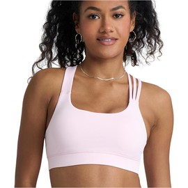 POPSUGAR Sports Bra for Women, Criss-Cross Back Padded Strappy Yoga Bra Workout Tops with Medium Support and Removable Cups Blossom, Medium