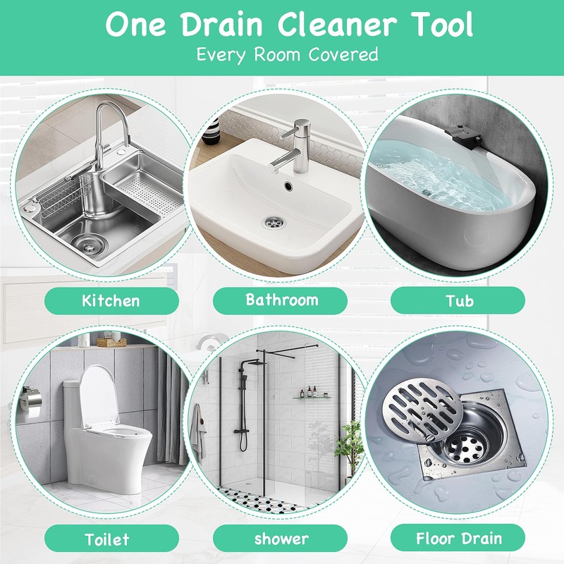 Drain Clog Remover Tool – 30”Anti-break Steel Sink Snake Hair