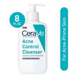 CeraVe Limpiador Facial en Gel Antiacné 237 ml | Control de Oleosidad y Puntos Negros, Limpieza Profunda sin Resequedad, con Ceramidas y Ácido Salicílico, Ideal Piel Grasa y con Imperfecciones