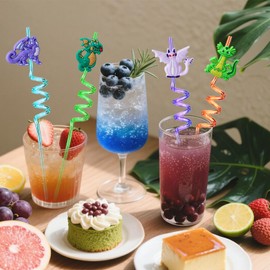 FZR Legend 24 Dragon Party Favors Straws, Dragon Silly Straws Party Favor Goodie Bags for kids Birthday Decorations Supplies
