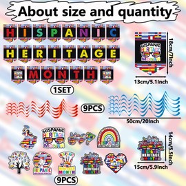 Hispanic Heritage Month Party Decorations Set, Hispanic Heritage Hanging Swirls Large Latin American Backdrop National Hispanic Heritage Month Banner, Spanish Speaking Countries Decorations