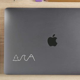 ANGDEST Tree Wave Mountain (White) (Set of 2) Premium Waterproof Vinyl Decal Stickers for Laptop Phone Accessory Helmet Car Window Bumper Mug Tuber Cup Door Wall Decoration